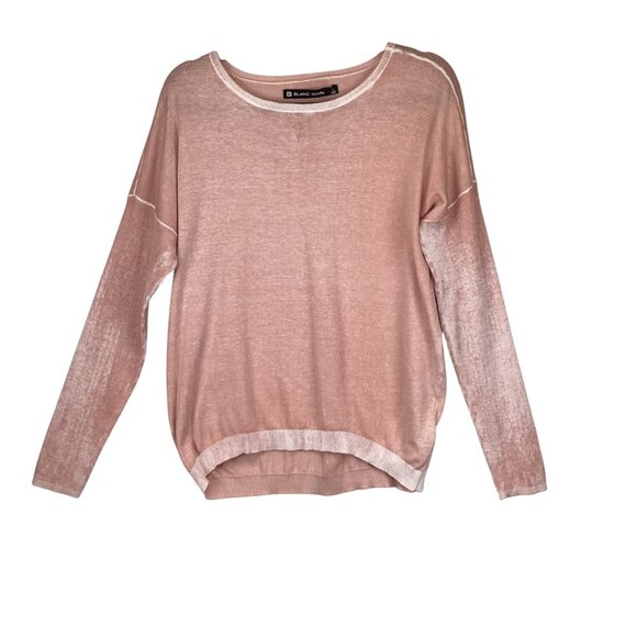 Blanc Noir Womens Boyfriend Sweater Size Large Pink Long Sleeve 100% Cotton - Picture 1 of 10